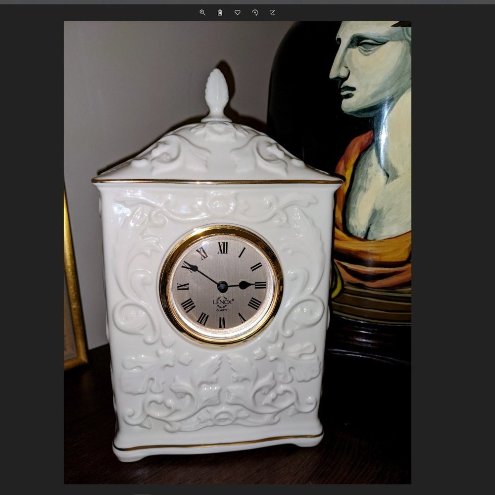 Lenox Georgian Ivory Scroll Embossed China Clock